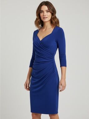 Lauren Ralph Lauren Royal Blue Ruched Sheath Midi Dress 4